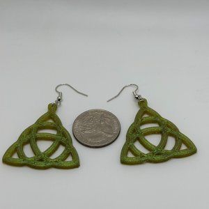 LIGHTWEIGHT Hypoallergenic Triquetra Celtic Knot 3D Printed Earrings - Seafoam